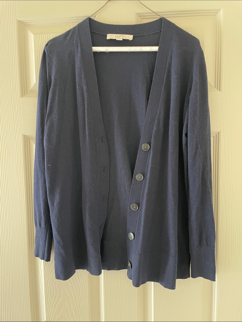LOFT Dark Navy Crewneck Cardigan